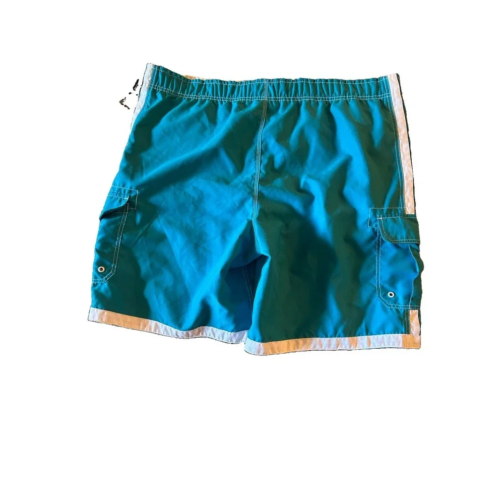 Vintage Y2K Joe Boxer Mens XL Swim Trunks Board Shorts Teal Cargo NWT Sears